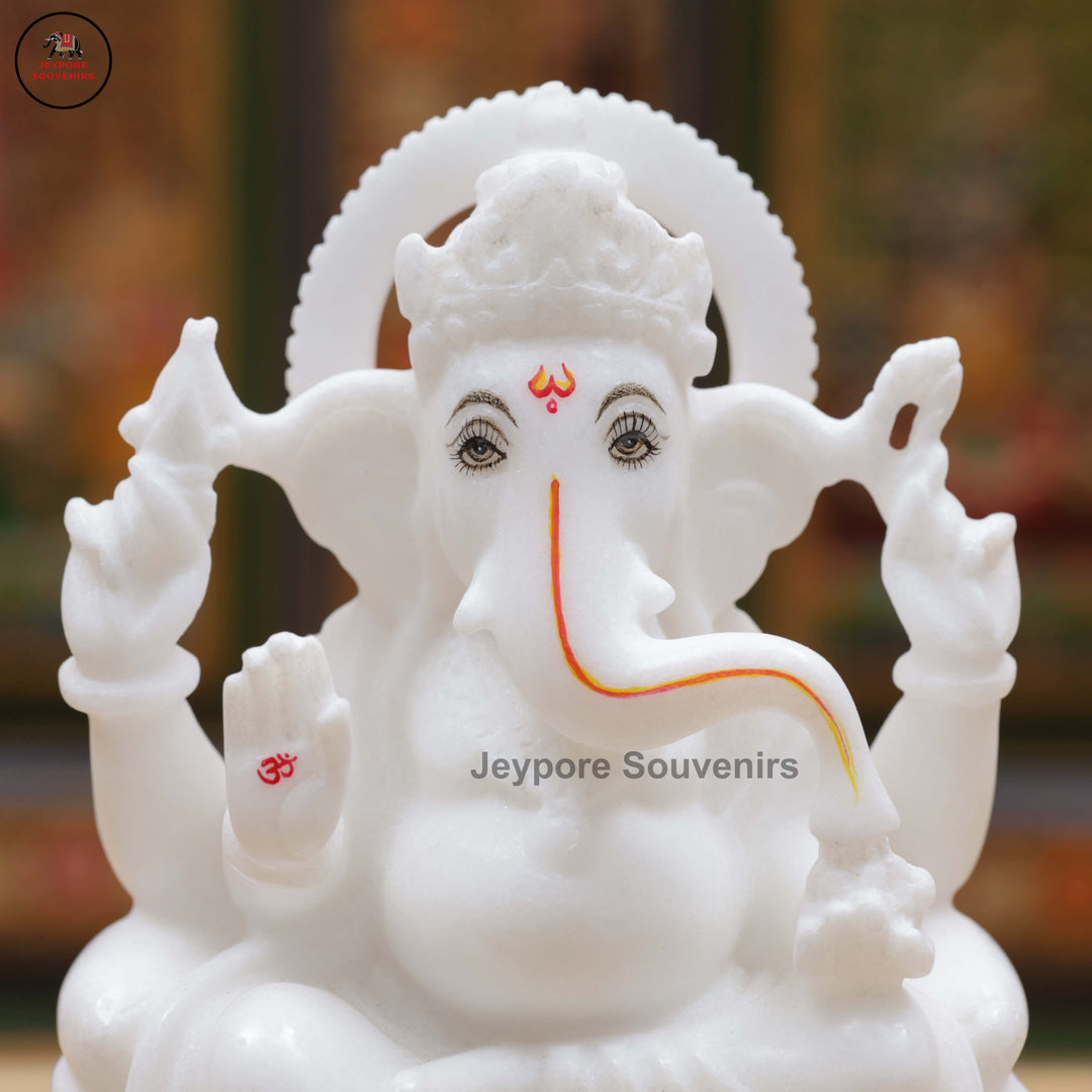Handcrafted White Marble Lakshmi Saraswati Ganesha Murti Set for Home Temple