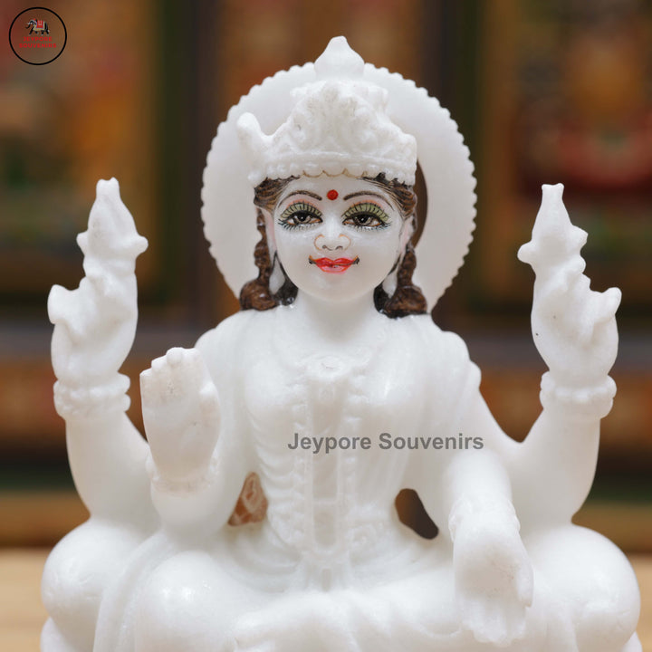 Handcrafted White Marble Lakshmi Saraswati Ganesha Murti Set for Home Temple