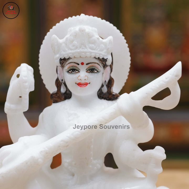 Handcrafted White Marble Lakshmi Saraswati Ganesha Murti Set for Home Temple