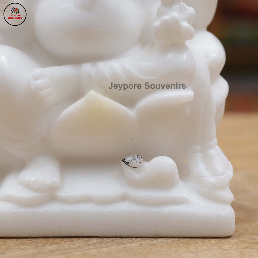 Handcrafted White Marble Lakshmi Saraswati Ganesha Murti Set for Home Temple