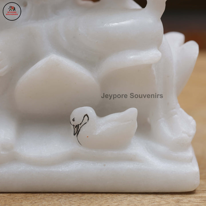 Handcrafted White Marble Lakshmi Saraswati Ganesha Murti Set for Home Temple
