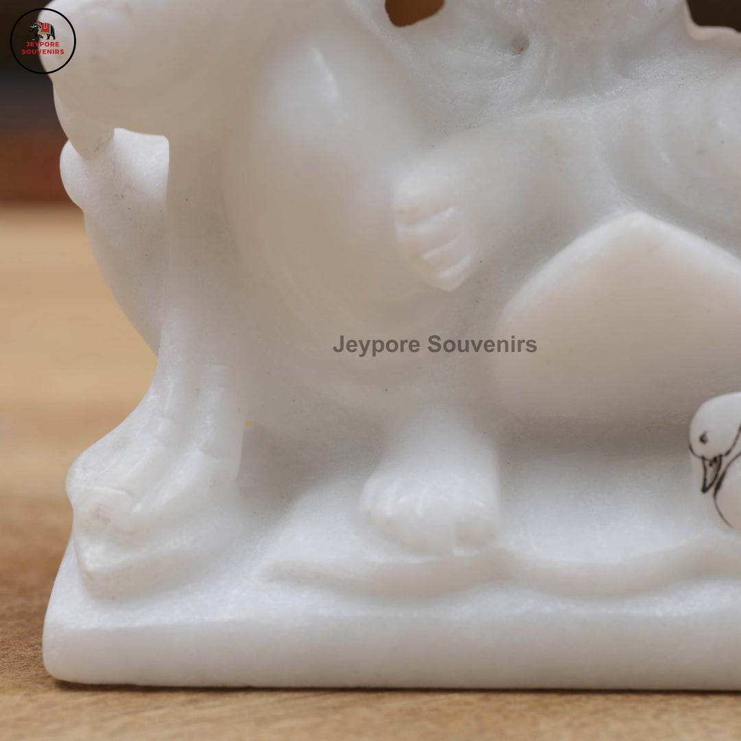 Handcrafted White Marble Lakshmi Saraswati Ganesha Murti Set for Home Temple