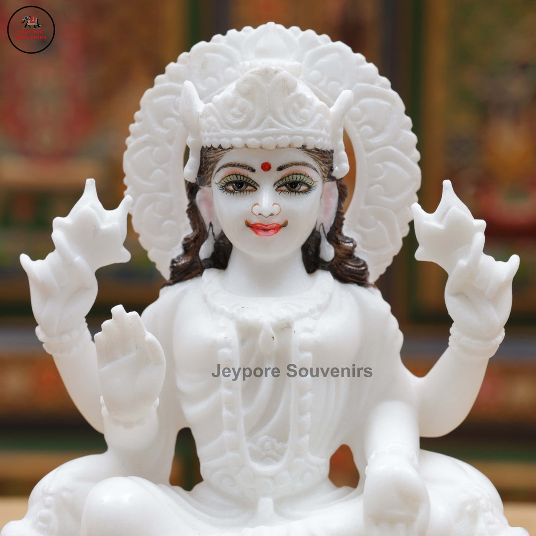 Handcrafted White Marble Lakshmi Ganesha Murti Set for Home Temple