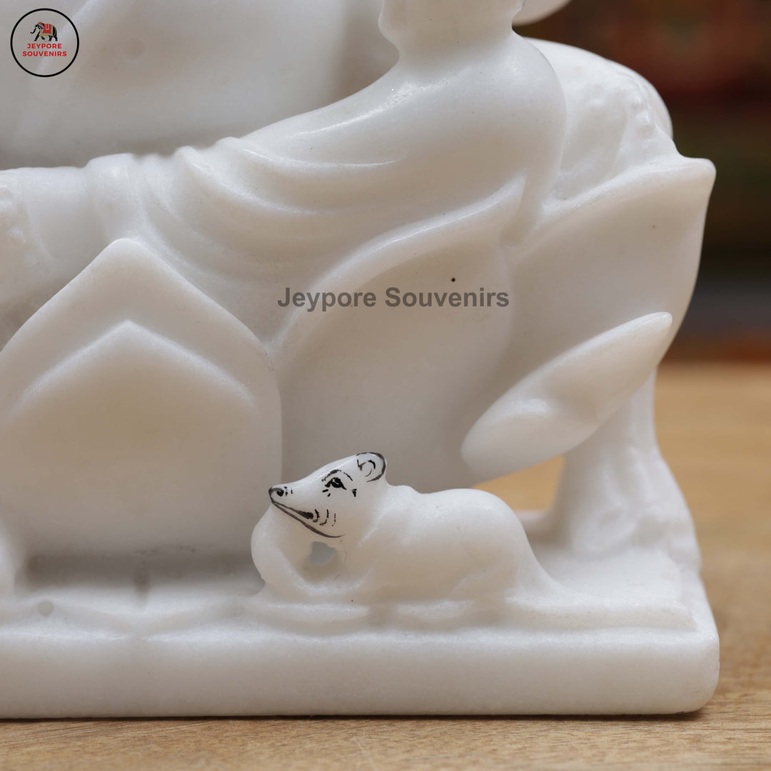 Handcrafted White Marble Lakshmi Ganesha Murti Set for Home Temple