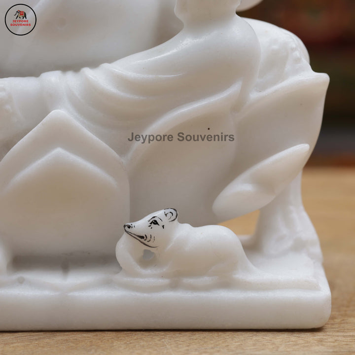 Handcrafted White Marble Lakshmi Ganesha Murti Set for Home Temple