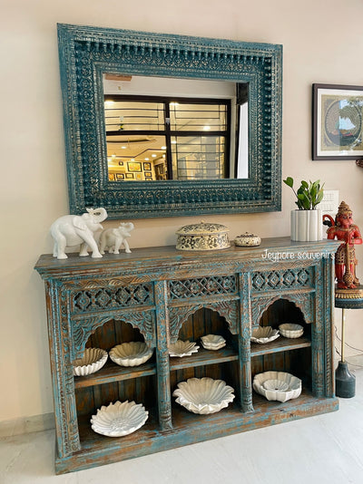 Distressed Blue Console Table | Blue cabinet | Entryway Decor