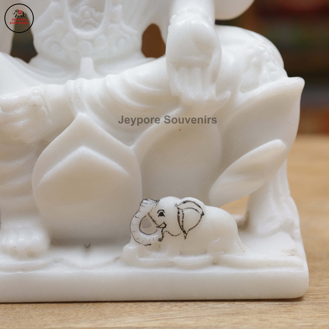 Handcrafted White Marble Lakshmi Ganesha Murti Set for Home Temple