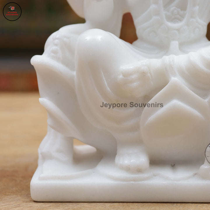 Handcrafted White Marble Lakshmi Ganesha Murti Set for Home Temple