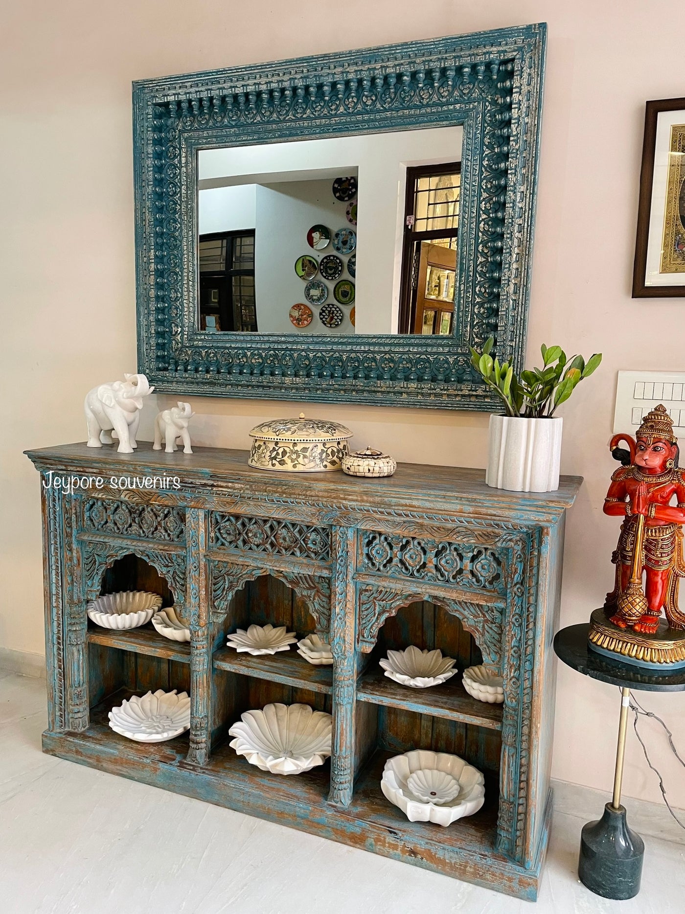 Distressed Blue Console Table | Blue cabinet | Entryway Decor