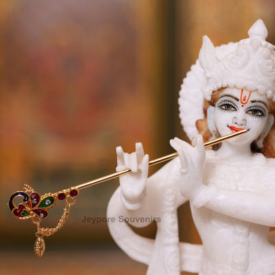 9" Radha And Krishna Idols Pair in Pure White Marble | Handcrafted Murti Set by Jeypore Souvenirs