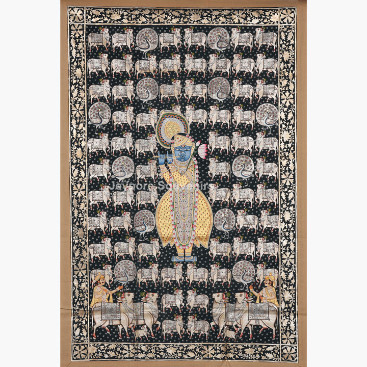 Shrinathji with Sacred Cows – Hand-Painted Pichwai