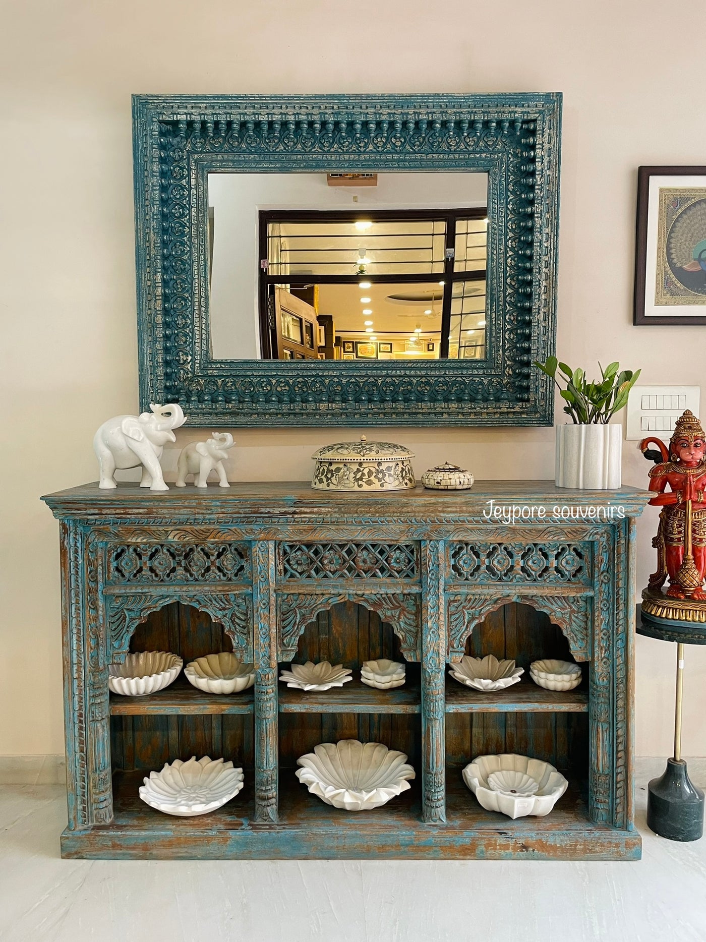 Distressed Blue Console Table | Blue cabinet | Entryway Decor