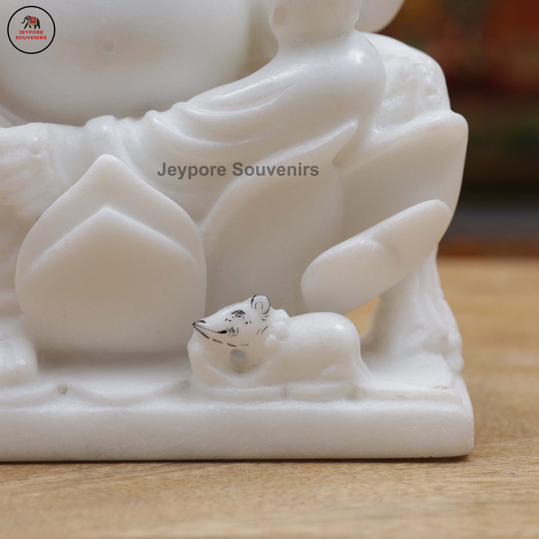 Handcrafted White Marble Lakshmi Ganesha Murti Set
