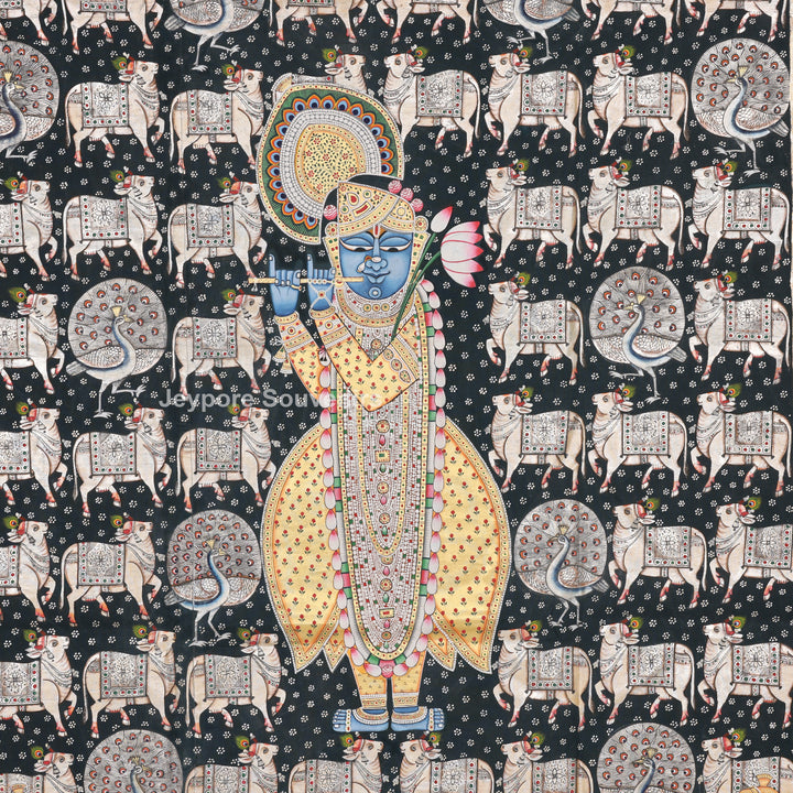 Shrinathji with Sacred Cows – Hand-Painted Pichwai