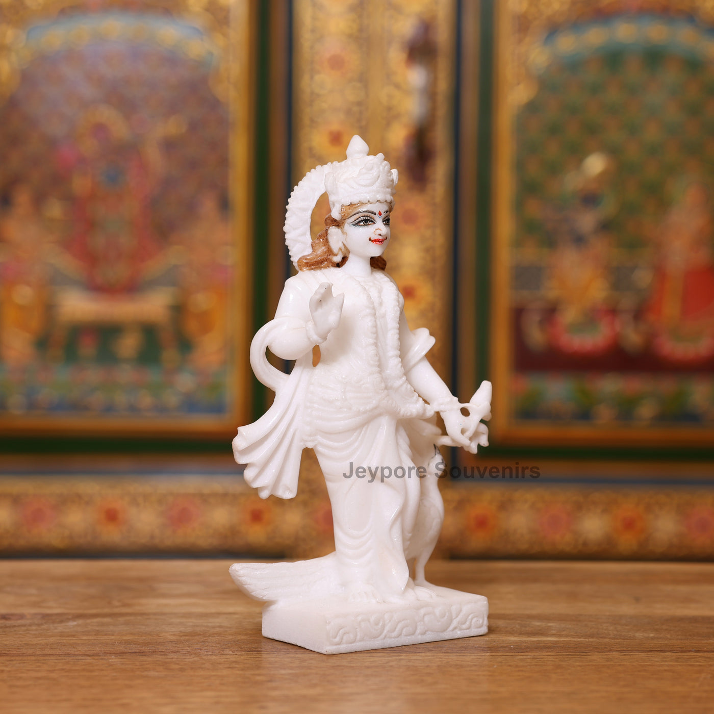 9" Radha And Krishna Idols Pair in Pure White Marble | Handcrafted Murti Set by Jeypore Souvenirs