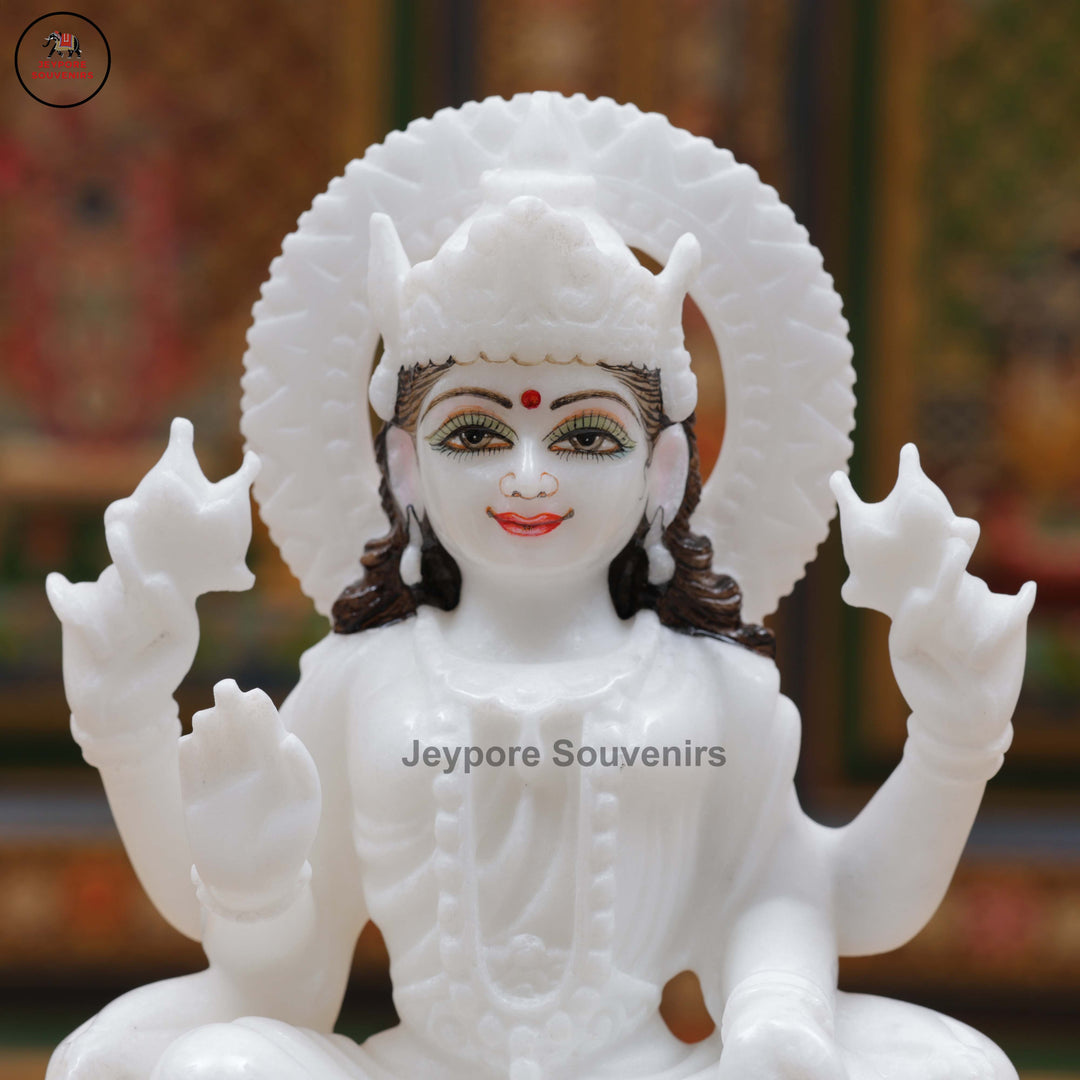 Handcrafted White Marble Lakshmi Ganesha Murti Set