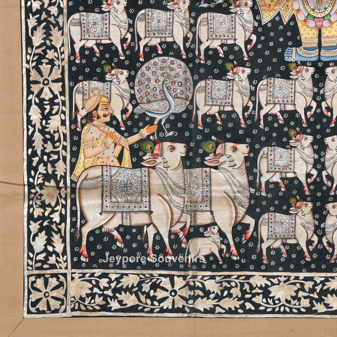 Shrinathji with Sacred Cows – Hand-Painted Pichwai