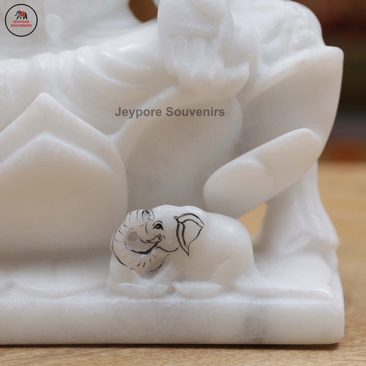 Handcrafted White Marble Lakshmi Ganesha Murti Set