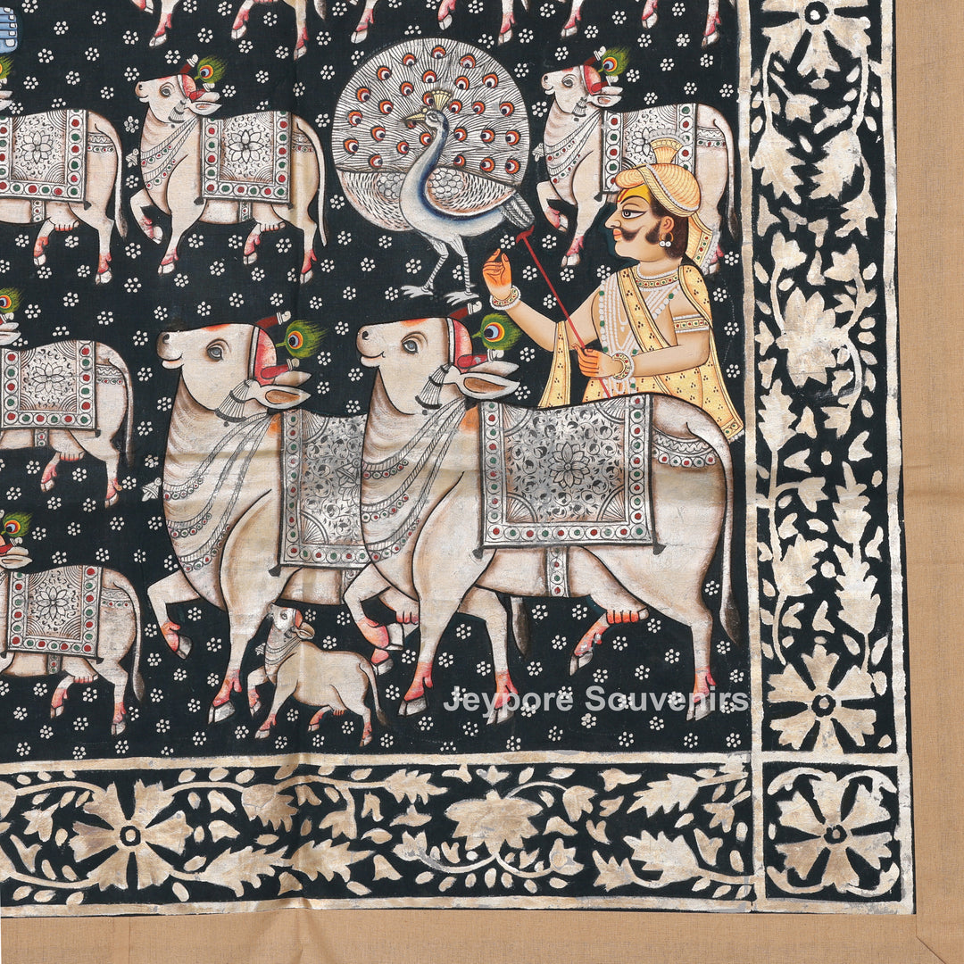 Shrinathji with Sacred Cows – Hand-Painted Pichwai