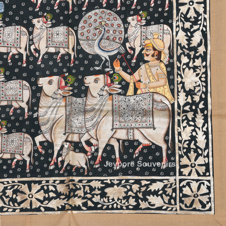 Shrinathji with Sacred Cows – Hand-Painted Pichwai