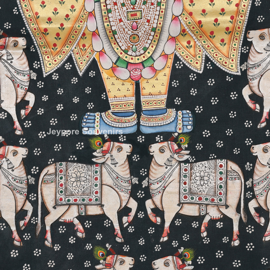 Shrinathji with Sacred Cows – Hand-Painted Pichwai