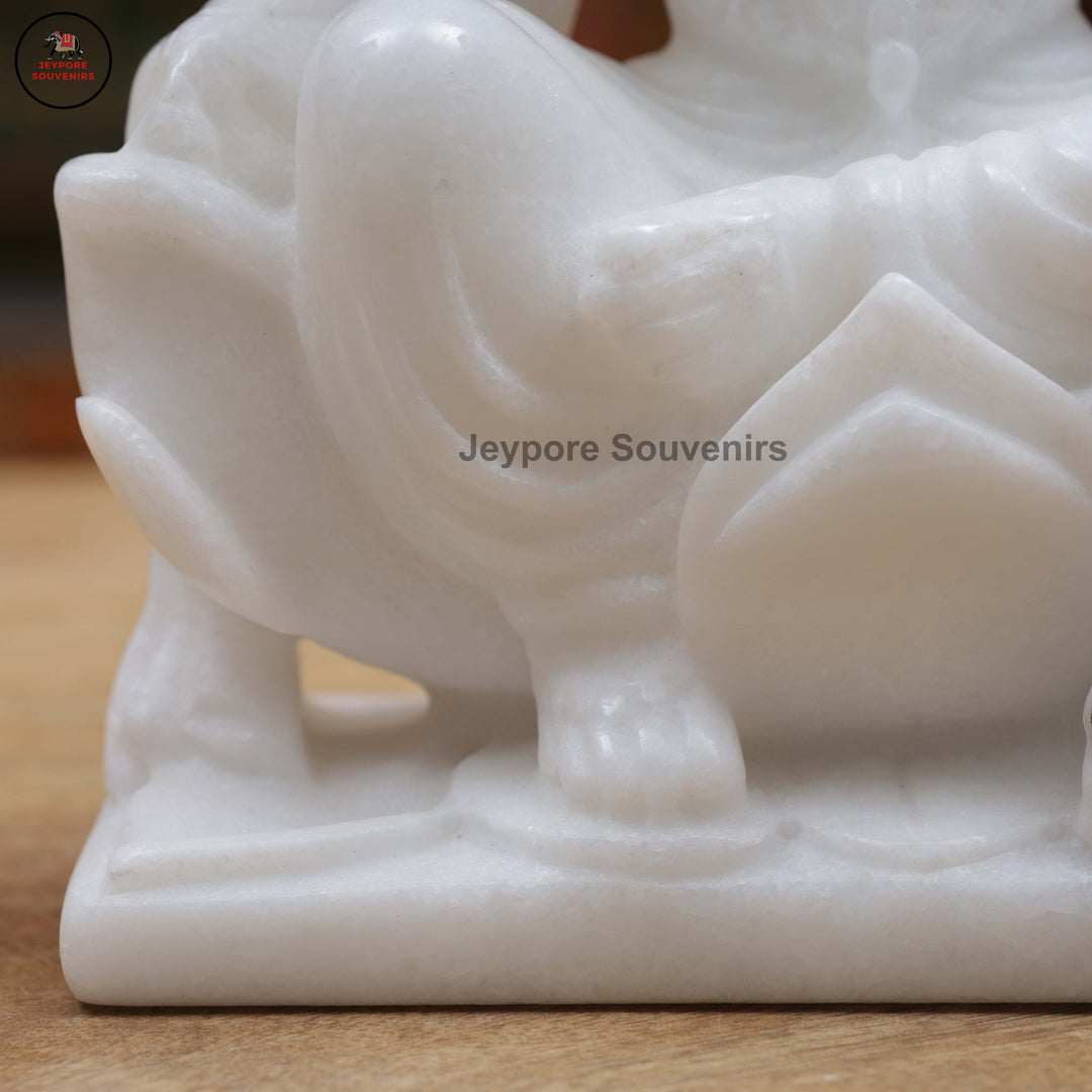 Handcrafted White Marble Lakshmi Ganesha Murti Set