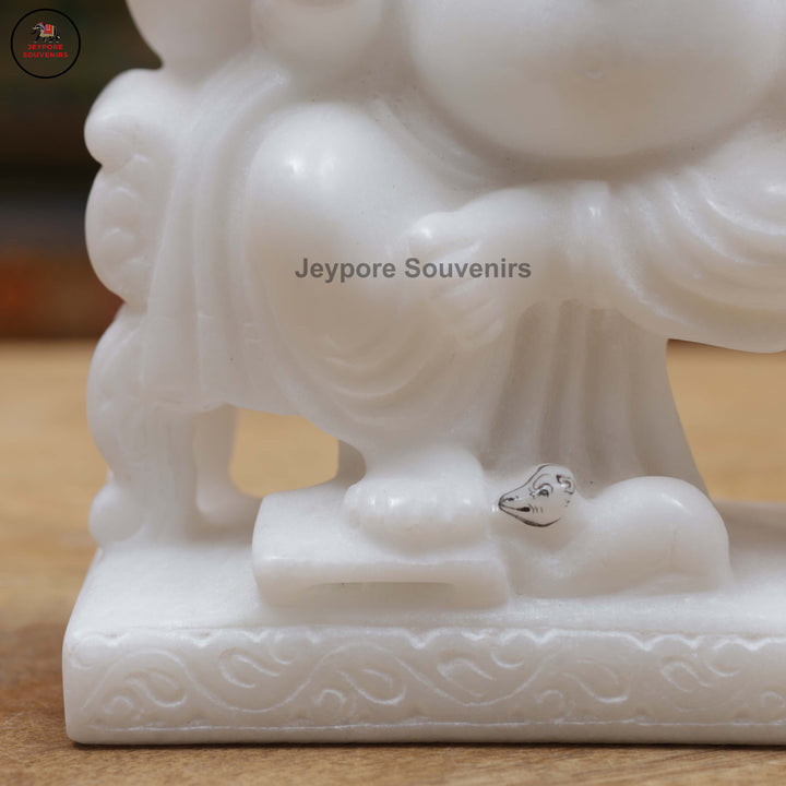 Hand-Carved White Marble Lakshmi Ganesha Idol Set