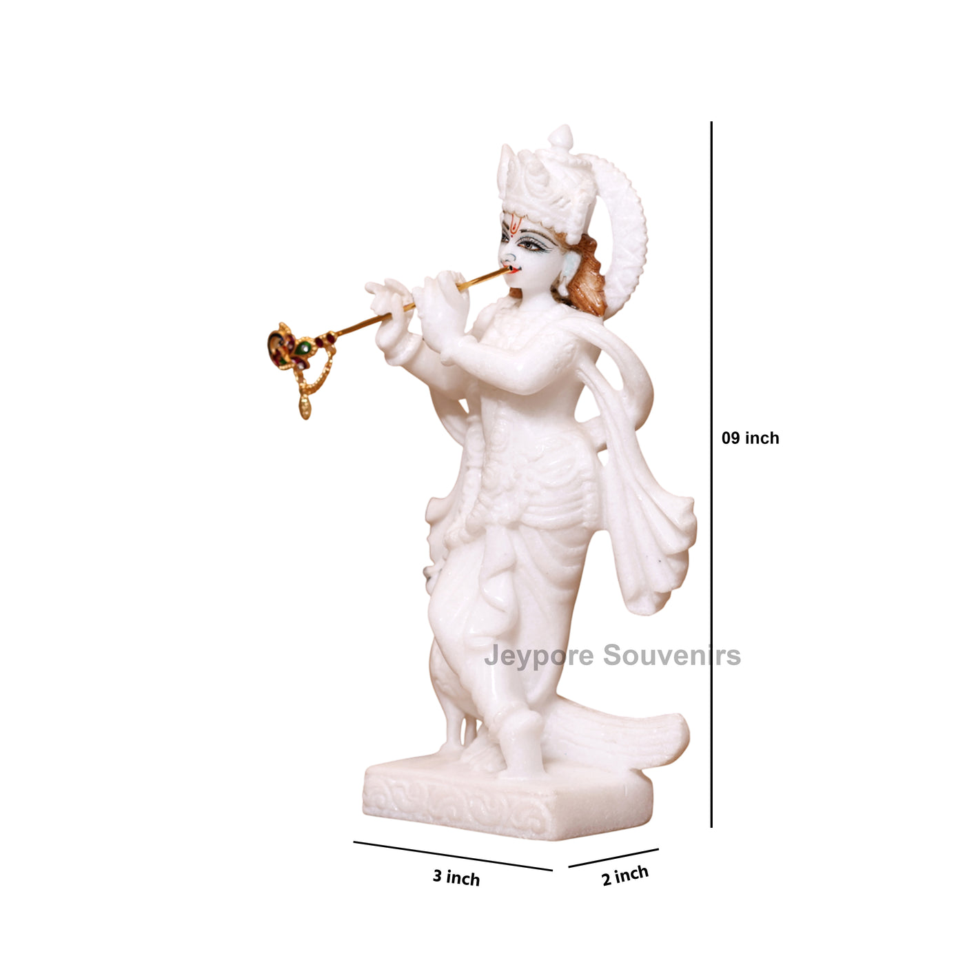 9" Radha And Krishna Idols Pair in Pure White Marble | Handcrafted Murti Set by Jeypore Souvenirs