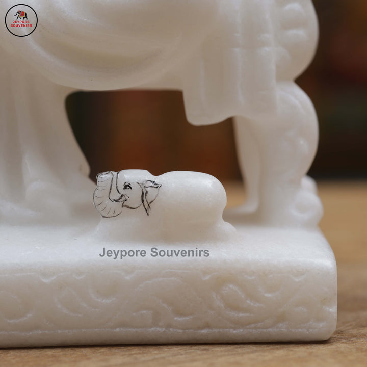 Hand-Carved White Marble Lakshmi Ganesha Idol Set