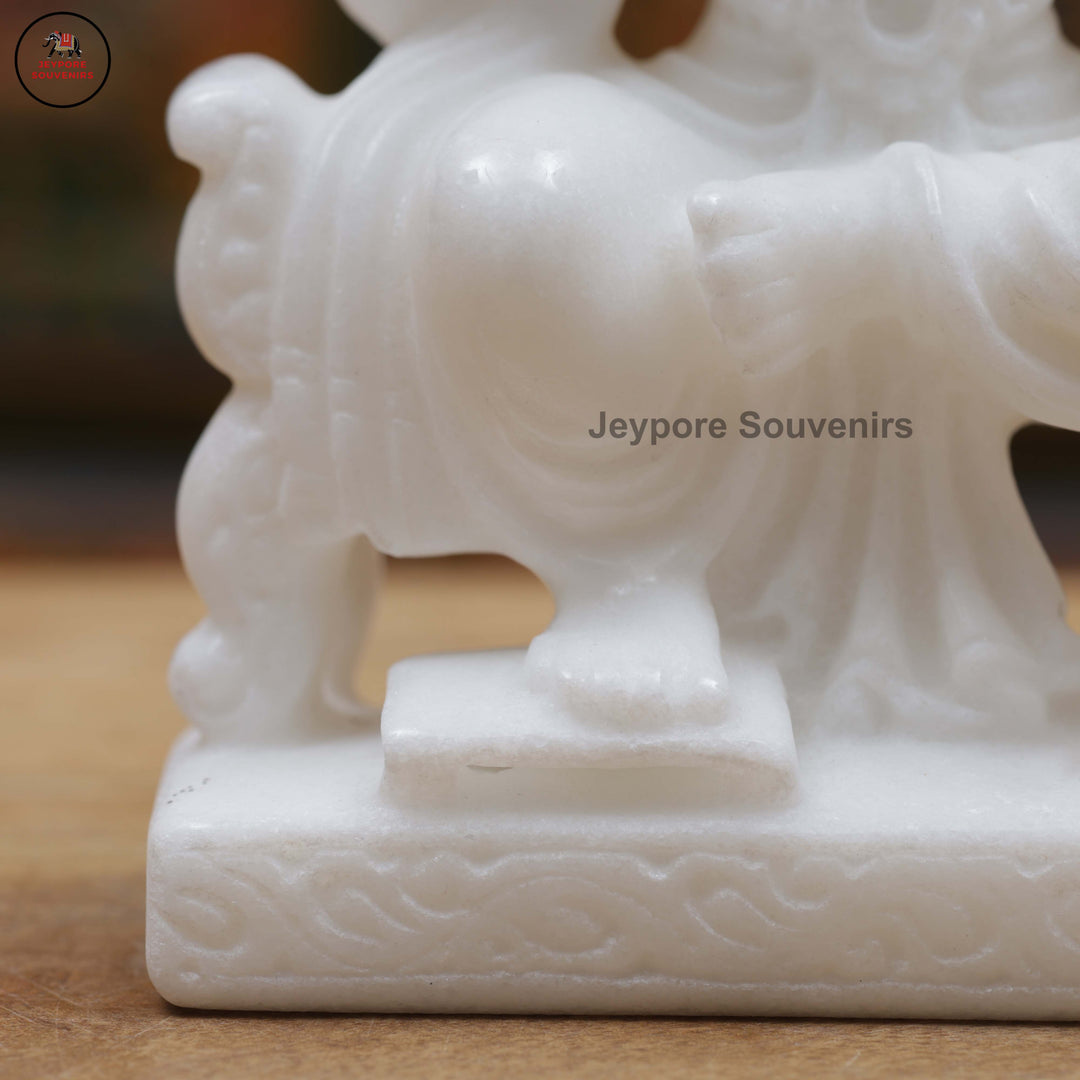 Hand-Carved White Marble Lakshmi Ganesha Idol Set
