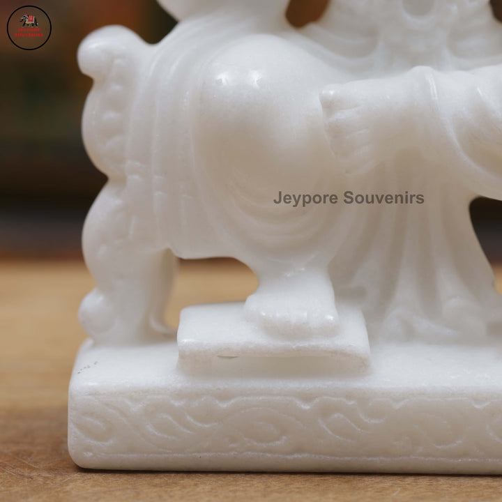 Hand-Carved White Marble Lakshmi Ganesha Idol Set