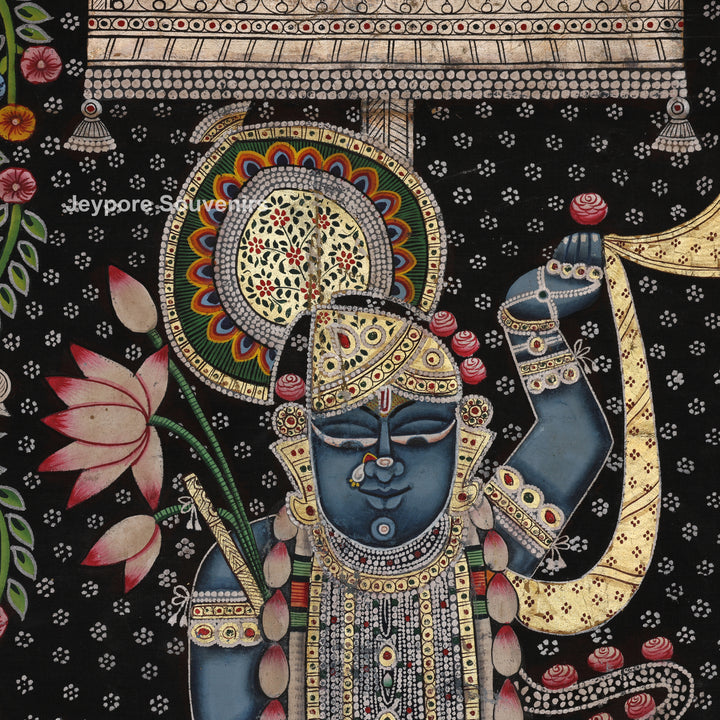Hand-Painted Pichwai Shrinathji Painting with real silver and gold leaf work