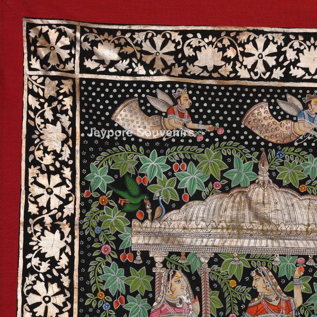 Hand-Painted Pichwai Shrinathji Painting with real silver and gold leaf work