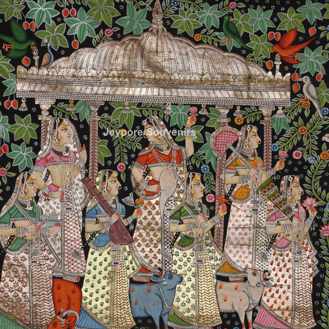 Hand-Painted Pichwai Shrinathji Painting with real silver and gold leaf work