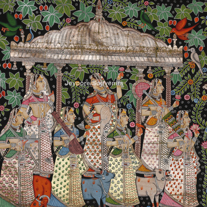 Hand-Painted Pichwai Shrinathji Painting with real silver and gold leaf work