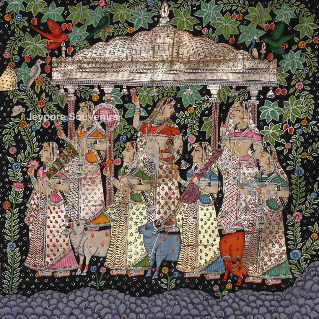Hand-Painted Pichwai Shrinathji Painting with real silver and gold leaf work
