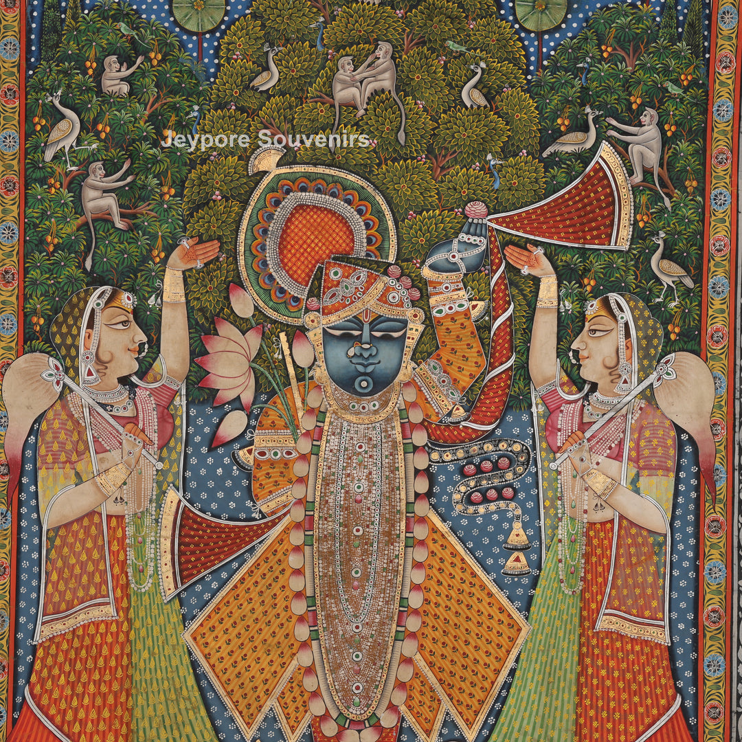 Hand-Painted Pichwai Shrinathji Painting on Cotton Cloth
