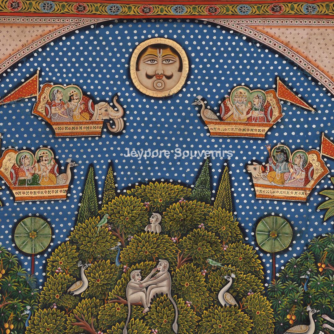 Hand-Painted Pichwai Shrinathji Painting on Cotton Cloth