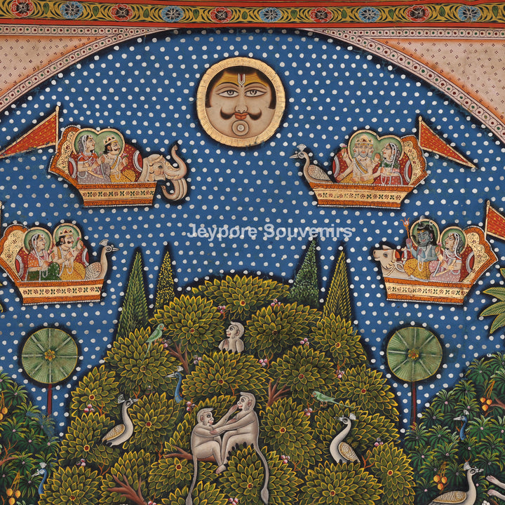 Hand-Painted Pichwai Shrinathji Painting on Cotton Cloth