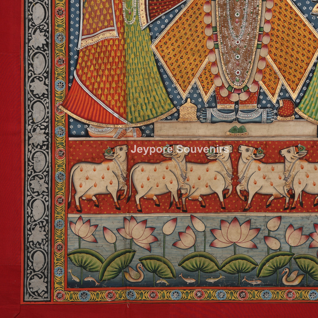Hand-Painted Pichwai Shrinathji Painting on Cotton Cloth