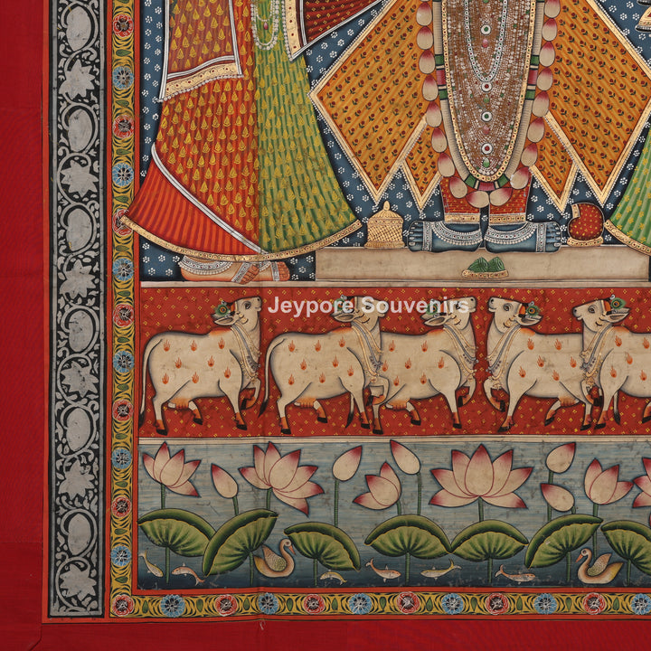Hand-Painted Pichwai Shrinathji Painting on Cotton Cloth