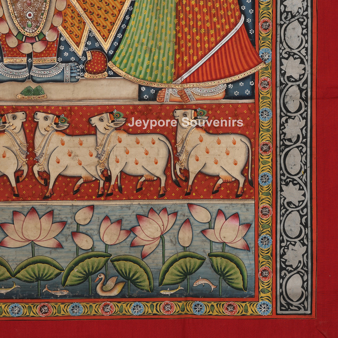 Hand-Painted Pichwai Shrinathji Painting on Cotton Cloth