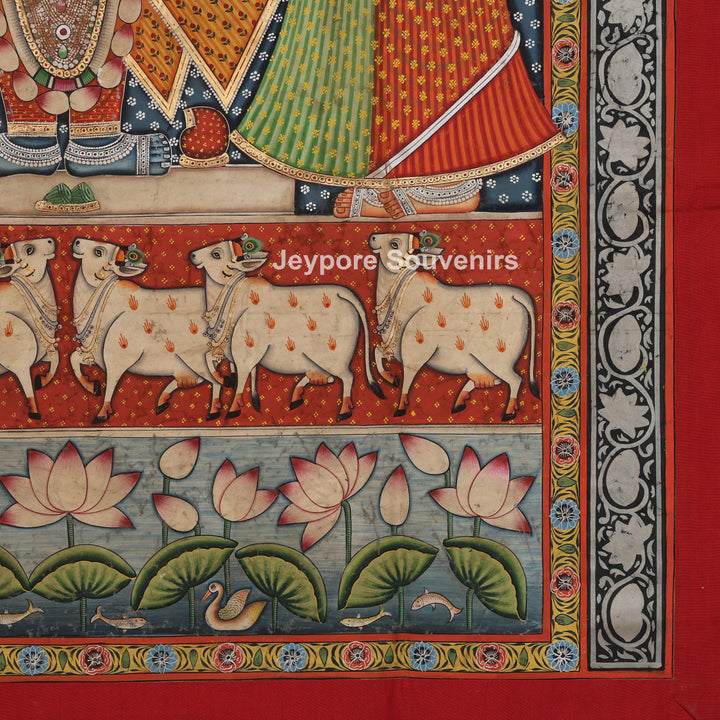 Hand-Painted Pichwai Shrinathji Painting on Cotton Cloth