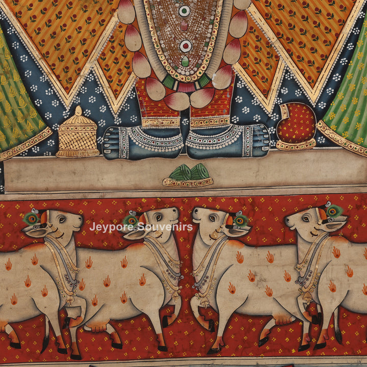 Hand-Painted Pichwai Shrinathji Painting on Cotton Cloth