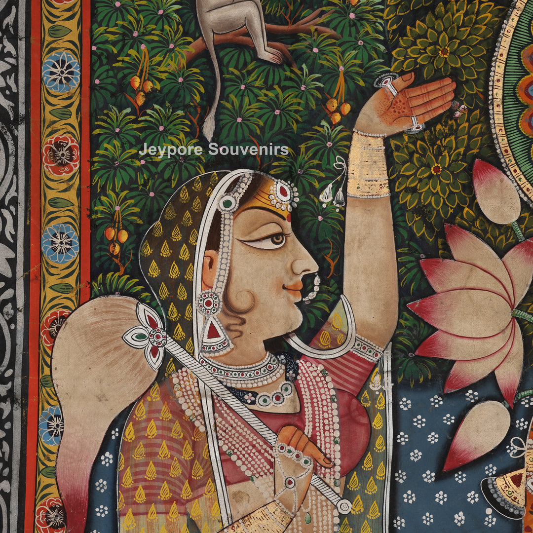 Hand-Painted Pichwai Shrinathji Painting on Cotton Cloth