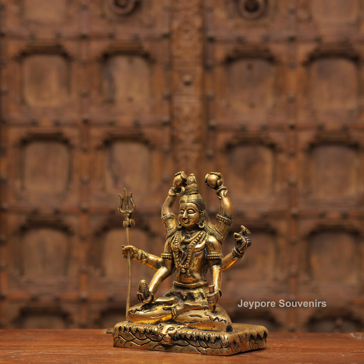 Handcrafted Brass Mahamrityunjaya Shiva Statue | Lord Shiva Murti