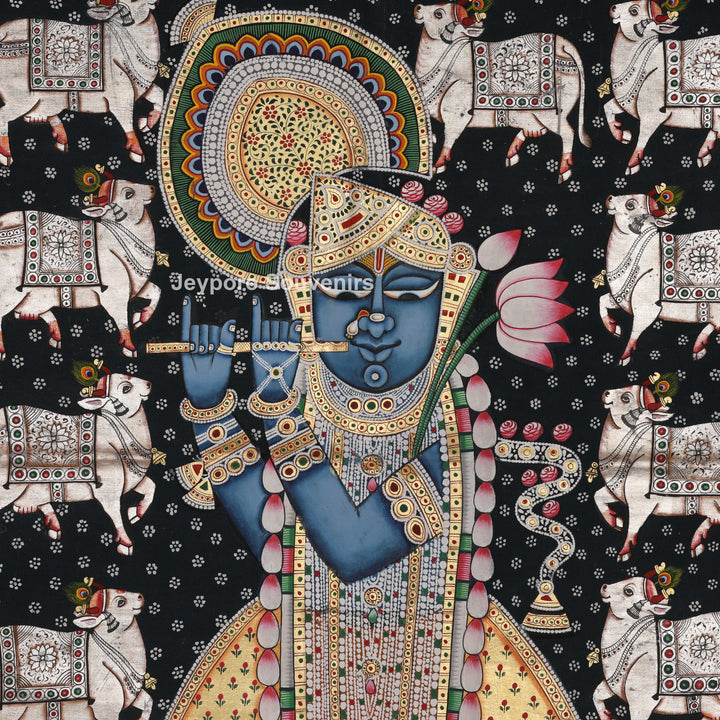 Shrinathji with Holy Cows - Pichwai