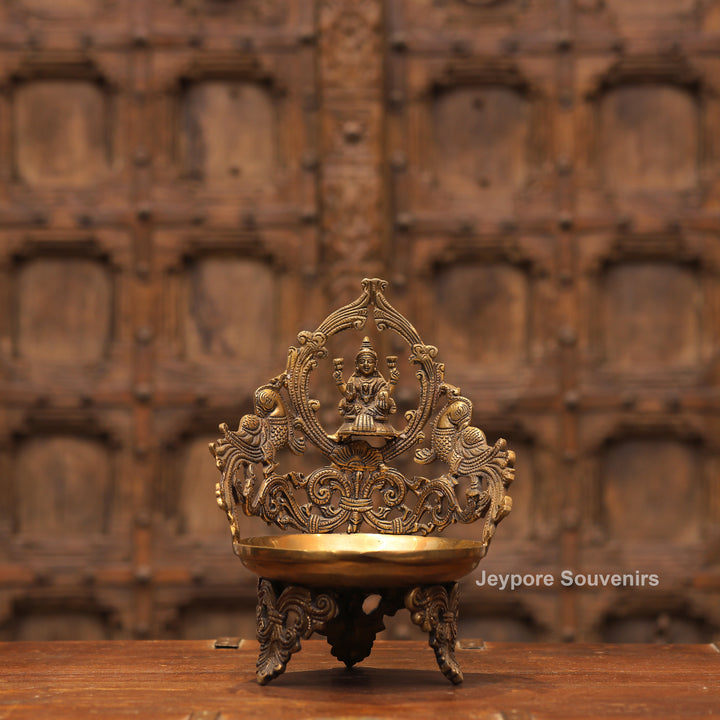 Handcrafted Brass Lakshmi Peacock Lamp for Home Temple