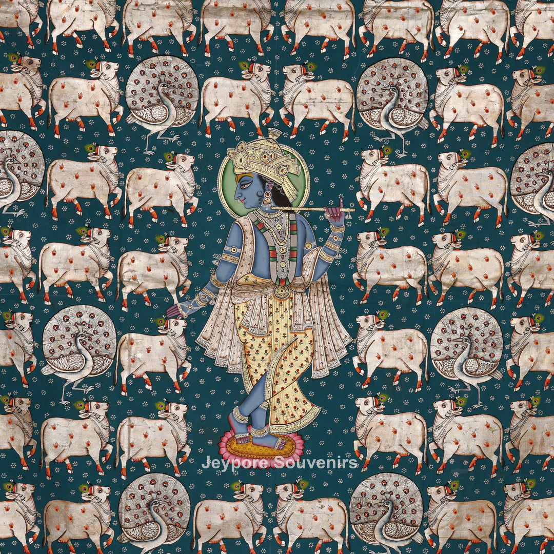 Shrinathji with Divine Cows - Pichwai