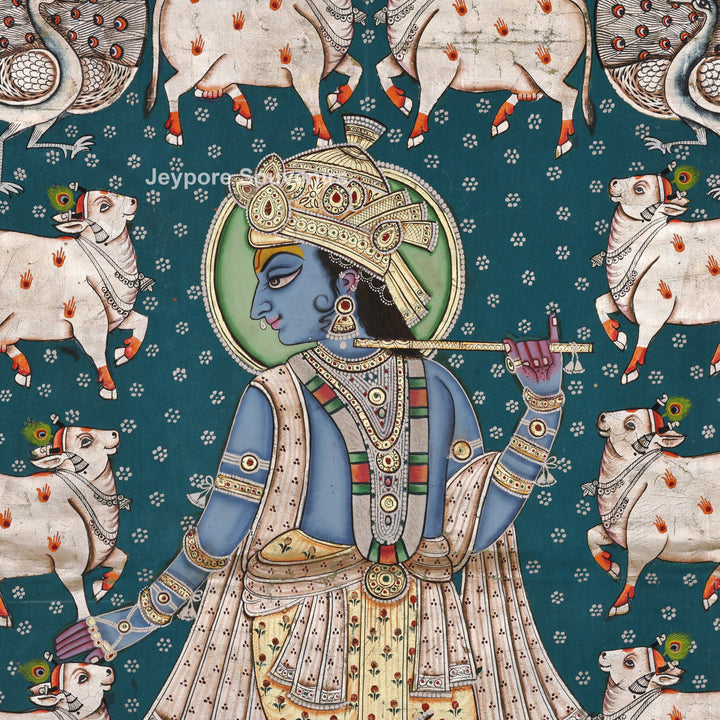 Shrinathji with Divine Cows - Pichwai